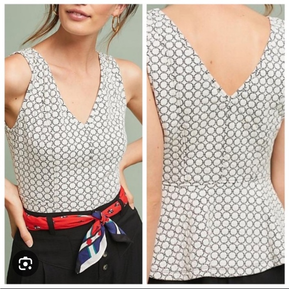 Anthropologie Maeve Astoria Black and White Structured Peplum Top size Medium